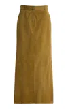 Lafayette 148 Suede Maxi Skirt In Green