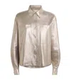 Lafayette 148 Suede Metallic Cropped Shirt In Metallic