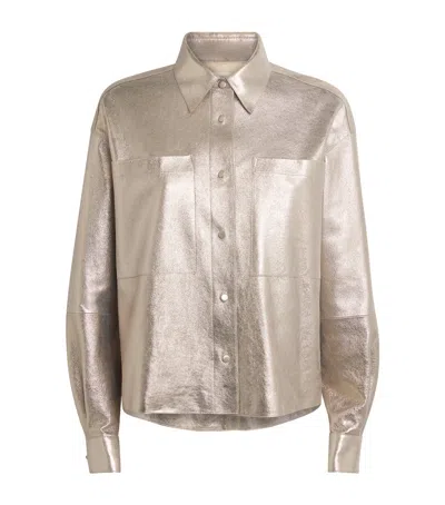 Lafayette 148 Suede Metallic Cropped Shirt