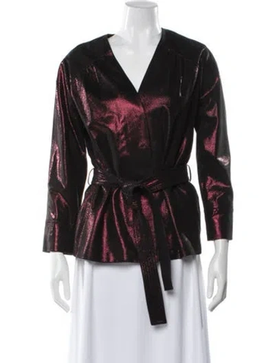 Pre-owned Lafayette 148 Suede Printed Evening Jacket In Black