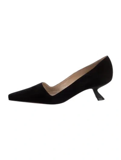 Pre-owned Lafayette 148 Suede Pumps In Black