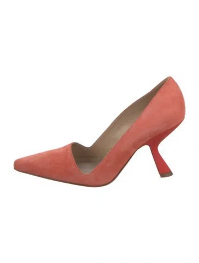 Pre-owned Lafayette 148 Suede Pumps In Orange