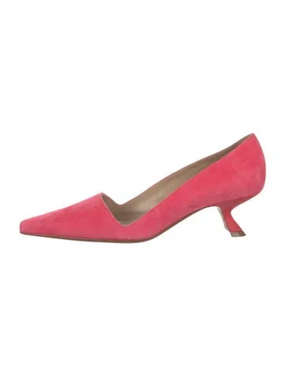 Pre-owned Lafayette 148 Suede Pumps In Red