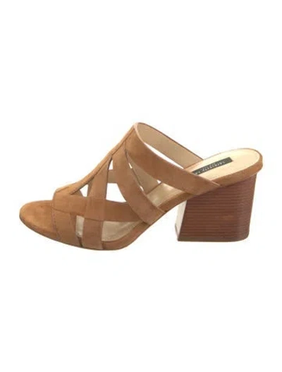 Pre-owned Lafayette 148 Suede Sandals In Black
