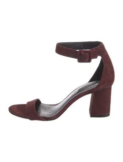 Pre-owned Lafayette 148 Suede Sandals In Burgundy