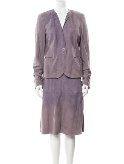 Pre-owned Lafayette 148 Suede Skirt Set In Purple