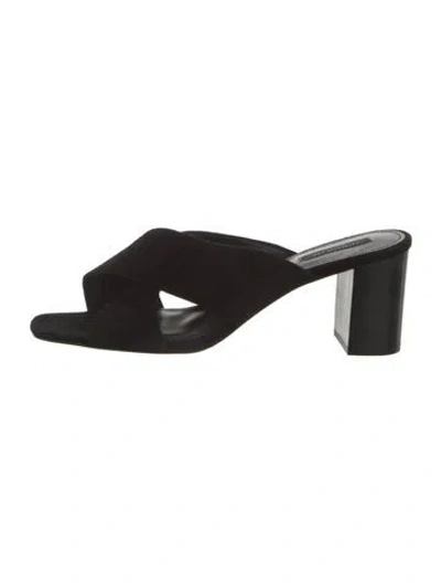 Pre-owned Lafayette 148 Suede Slides In Black