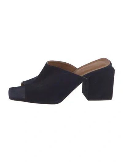 Pre-owned Lafayette 148 Suede Slides In Blue