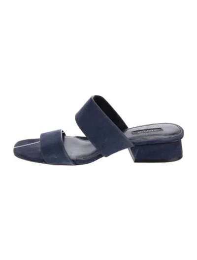 Pre-owned Lafayette 148 Suede Slides In Blue