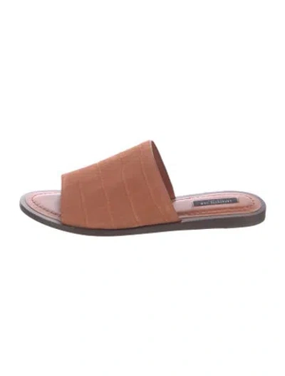 Pre-owned Lafayette 148 Suede Slides In Brown