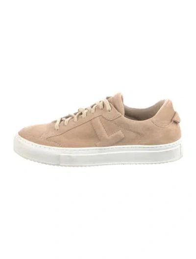 Pre-owned Lafayette 148 Suede Sneakers In Neutral