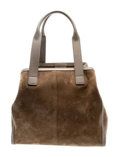 Pre-owned Lafayette 148 Suede Top Handle Bag In Brown