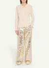 Lafayette 148 Sullivan High-rise Metallic Jacquard Pants In Pearl Metallic In Neutral