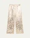 Lafayette 148 Sullivan High-rise Metallic Jacquard Pants In Pearl Metallic