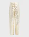 Lafayette 148 Sullivan High-rise Metallic Jacquard Pants In Pearl Metallic