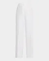 Lafayette 148 New York Sullivan Wide Leg Linen Pants In White
