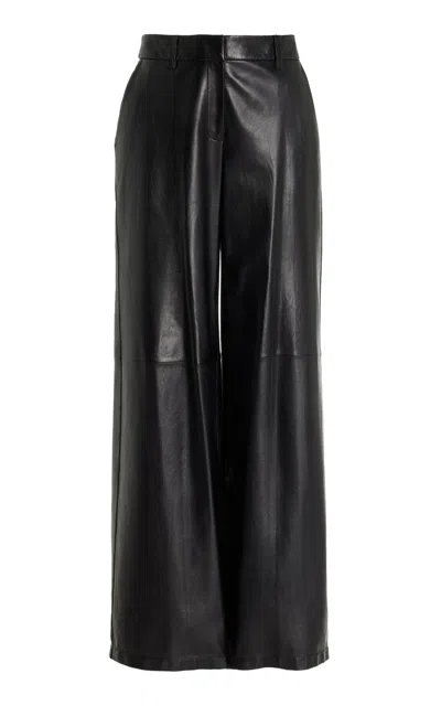 Lafayette 148 Sullivan Leather Straight-leg Pants In Black