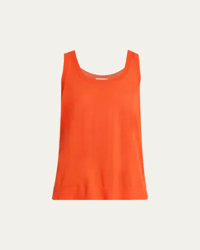 Lafayette 148 New York Scoop Neck Merino Wool Sweater Tank In Orange