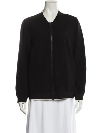 Pre-owned Lafayette 148 Supima Cotton Bomber Jacket In Black