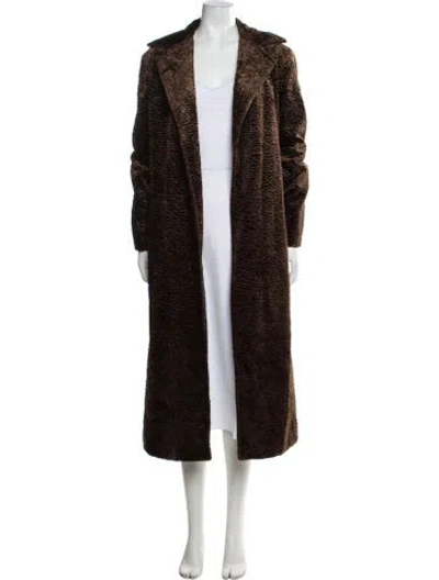Pre-owned Lafayette 148 Supima Cotton Faux Fur Coat In Brown