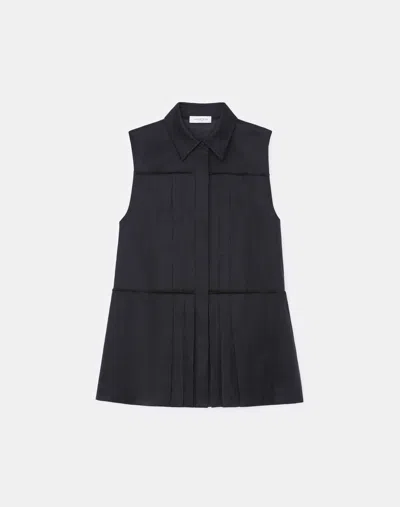 Lafayette 148 Sustainable Gemma Cloth Voile Pintuck Pleated Blouse In Black