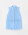 Lafayette 148 Sustainable Gemma Cloth Voile Pintuck Pleated Blouse In Cool Blue