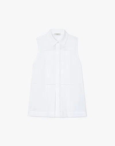 Lafayette 148 Sustainable Gemma Cloth Voile Pintuck Pleated Blouse In White