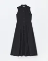 Lafayette 148 Sustainable Gemma Cloth Voile Pintuck Pleated Shirtdress In Black