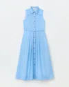Lafayette 148 Sustainable Gemma Cloth Voile Pintuck Pleated Shirtdress In Cool Blue