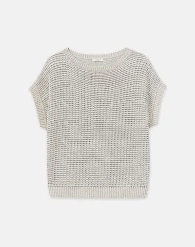Lafayette 148 Sustainable Linen-silk Textured Stitch Bateau Neck Sweater In Smoked Taupe
