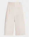Lafayette 148 Sutton Pleated Wide-leg Shorts In White