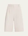 Lafayette 148 Sutton Pleated Wide-leg Shorts In White