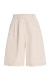 Lafayette 148 Sutton Silk-linen Wide-leg Shorts