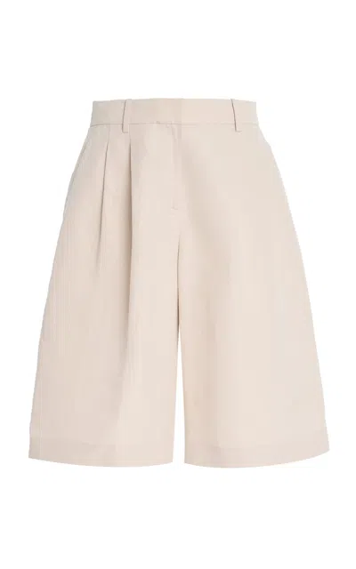 Lafayette 148 Sutton Silk-linen Wide-leg Shorts