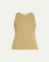 Lafayette 148 Swiss Cotton Rib Racerback Tank In Loden Green