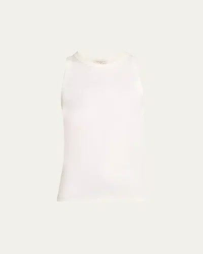 Lafayette 148 Swiss Cotton Rib Racerback Tank In White
