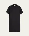 Lafayette 148 Petite Organic Cotton Poplin Tab Sleeve Popover Dress In Black
