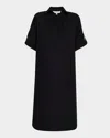 Lafayette 148 Tab-sleeve Cotton Dress In Black