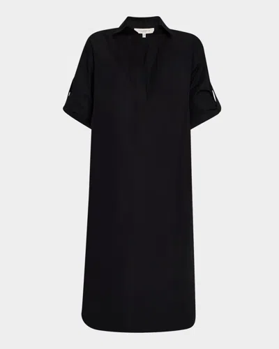 Lafayette 148 Tab-sleeve Cotton Dress In Black