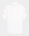 Lafayette 148 Plus-size Organic Cotton Poplin Tab Sleeve Popover Shirt In White