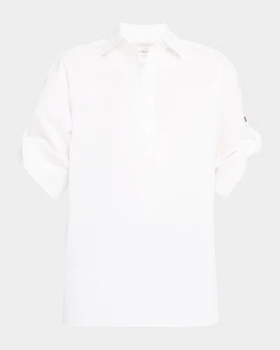 LAFAYETTE 148 TAB-SLEEVE COTTON SHIRT