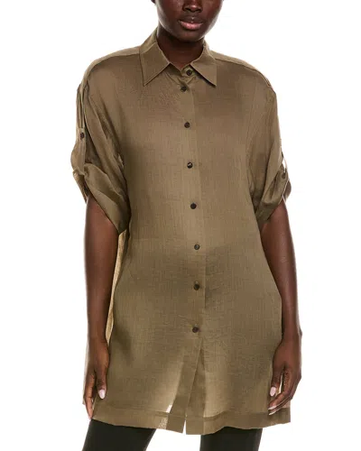 LAFAYETTE 148 TAB SLEEVE SIDE SLIT SHIRT