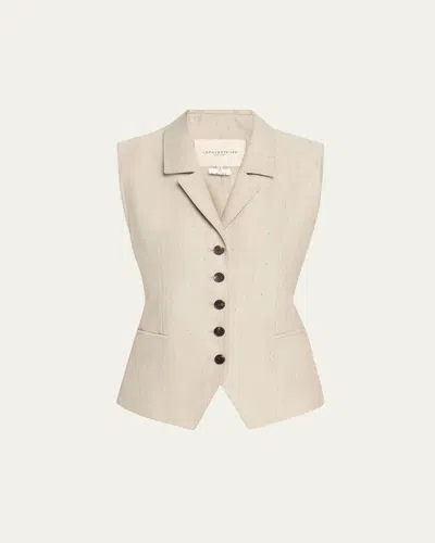 Lafayette 148 Tailored Wool-blend Vest In Pencil Grey Multi