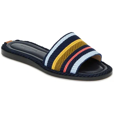 Lafayette 148 Talia Womens Embroidered Striped Pool Slides In Multi