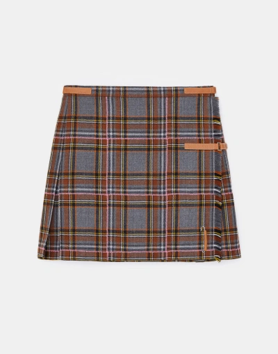 Lafayette 148 Tartan Plaid Virgin Wool Kilt Skirt In Multi