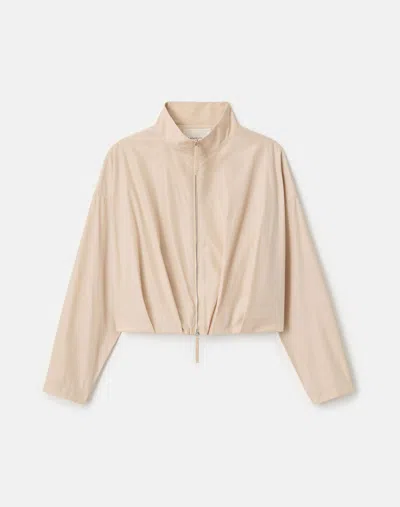 Lafayette 148 Tech Twill Pleated Waist Short Jacket In Neutral
