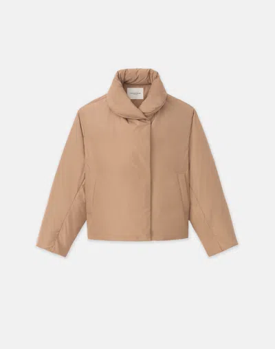Lafayette 148 Tech Twill Shawl Collar Down Coat In Beige
