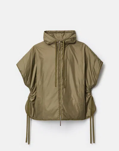 Lafayette 148 Technical Quilted Shell Oversized Cape Jacket In Brown