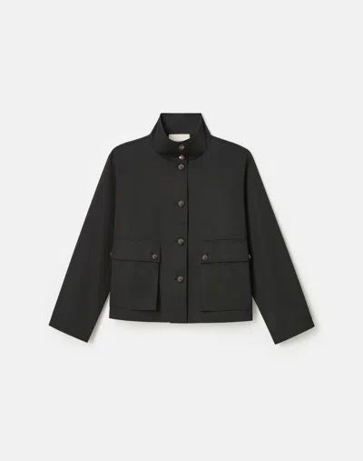 Lafayette 148 Technical Twill Funnel Neck Jacket In Black