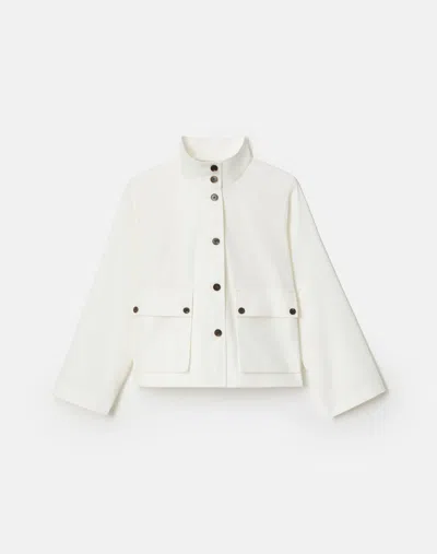 Lafayette 148 Technical Twill Funnel Neck Jacket In White